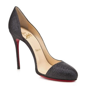 Christian Louboutin Helmour 100 Glitter Mini Pumps Black Size 8.5